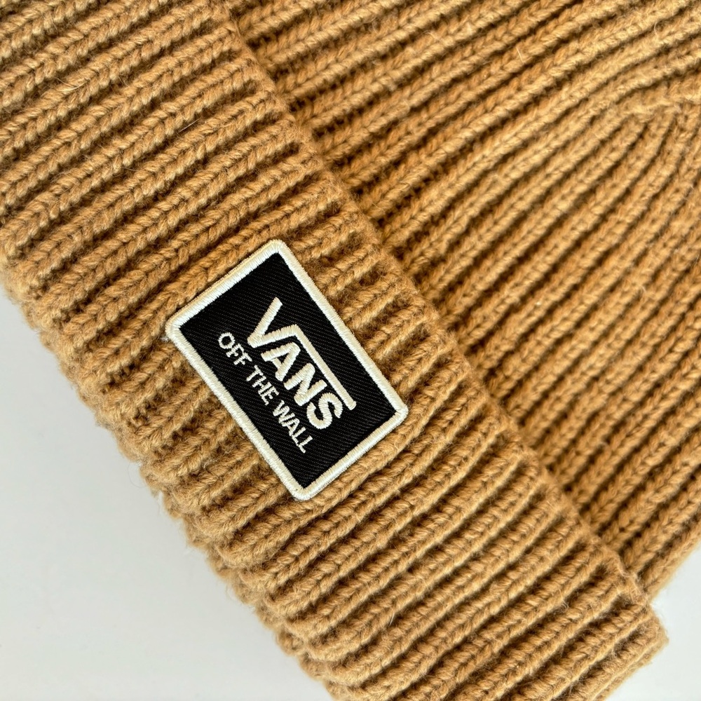 VANS Off the Wall Beige Knit Fold Over Beanie Cap 2022 EUC‎ - Picture 10 of 11